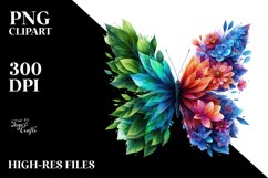 Abstract Vibrant Butterfly with Flowers PNG Product Image 3