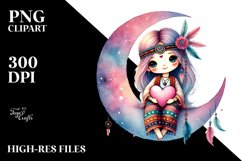 colorful Boho Moon Heart Adorned PNG Product Image 2