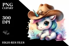 Watercolor Baby Unicorn | Cowboy Hat Product Image 3