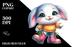 Smiling Rabbit with Big Eyes PNG Product Image 2
