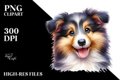 Watercolor Baby Collie with Big Eyes PNG Product Image 2