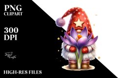 Cute Gnome with Crocus PNG Product Image 2