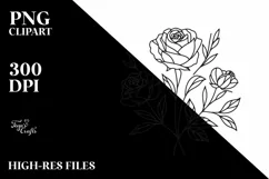 Lineart Roses Heart, Transparent PNG Product Image 2