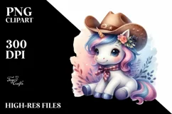 Baby Unicorn with Cowboy Hat | Clipart Product Image 3