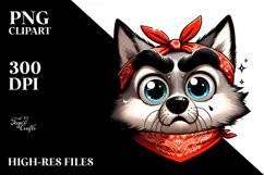 Goofy Cartoon Wolf Bandana PNG Product Image 2