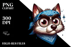 Silly Wolf with Bandana PNG Product Image 2