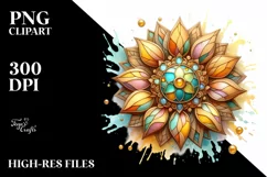 Detailed Stained Sunflower PNG Product Image 3