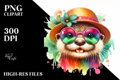 Colorful Baby Otter with Crazy Eyes | Clipart Product Image 1