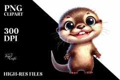 Baby Otter with Big Eyes | Sublimation Clipart Product Image 1