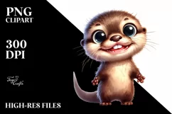 Baby Otter with Big Eyes Standing | Sublimation Clipart Product Image 1