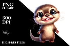 Baby Otter with Big Eyes Standing | Sublimation Clipart Product Image 2