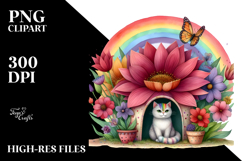 Vibrant Flower Cat House Illustration Product Image 2
