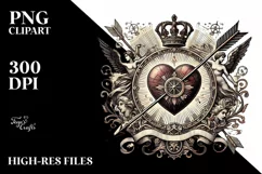 Vintage Stained Heart with Arrow, Transparent PNG Product Image 2