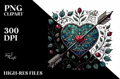 Vintage Stained Heart with Arrow, Transparent PNG Product Image 2
