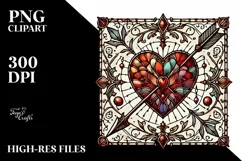 Vintage Stained Heart with Arrow, Transparent PNG Product Image 2