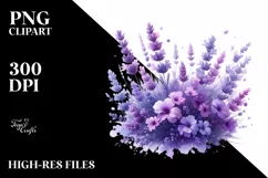 A Glossy Lavender Clipart with Watercolor Splash Product Image 1