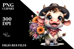 Expressive Cow Flower Bouquet | Sublimation Clipart Product Image 2