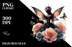 Gothic Fairy on Flower PNG Product Image 2