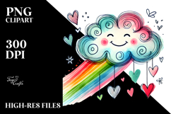Hearts Scribbled Rainbow Smiling Cloud PNG Product Image 2