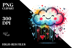 Hearts Scribbled Rainbow Smiling Cloud PNG Product Image 2