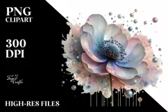 Shiny Anemone Watercolor Splash PNG Product Image 1