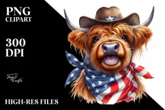 Sublimation USA Flag Highland Cow | Cowboy Hat Product Image 3