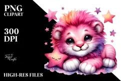 Cute Resting Pink-ish Lion PNG Product Image 2