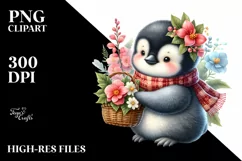 Detailed Cute Baby Penguin with Flowers Product Image 1