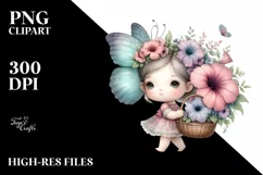 Detailed Cute Baby Butterfly with Flowers Product Image 1