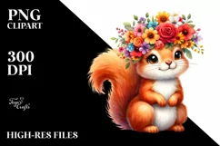 Colorful Flower Crown Squirrel | Sublimation | Clipart Product Image 3
