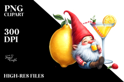 Cute Gnome Drinking a Cocktail with a Gigantic Lemon PNG Product Image 2