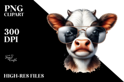 Funny Cow with Cool Hair and Flower PNG Product Image 2
