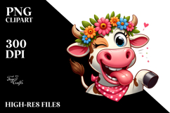 Goofy Cartoon Cow Pure PNG Product Image 2