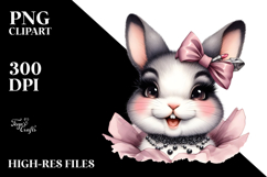 Diva Like Rabbit Portrait Smiling | Sublimation Clipart Product Image 2