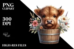 Watercolor Cute Baby Cow PNG Product Image 3