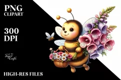 Baby Bee with Foxglove Bouquet | Sublimation | Clipart Product Image 3