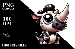 Goofy Cartoon Rhino with Bow Tie PNG Product Image 2