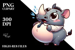 Goofy Cartoon Rhino with Bow Tie PNG Product Image 2