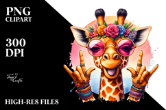 Rocking Giraffe Sunglassses | Summer Sticker Clipart Product Image 2