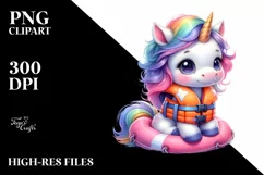 Cute Baby Unicorn with Life Vest Product Image 1