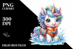 Cute Baby Unicorn with Life Vest Product Image 1