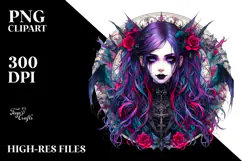 Vibrant Gothic Girl PNG Product Image 2