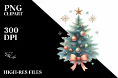 Simple Christmas Tree with Ornaments and Bow PNG Product Image 2