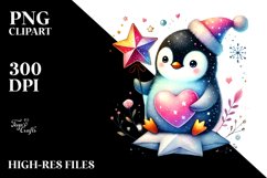 Adorned Penguin Holding Heart, PNG Product Image 2