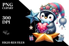 colorful Penguin Heart Adorned PNG Product Image 2