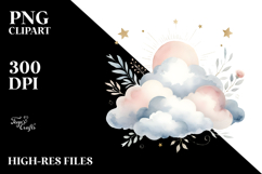 Simple Washed Vintage Cloud PNG Product Image 2