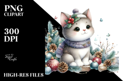 Watercolor Cat with Christmas Decorations Product Image 2