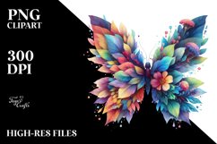 Abstract Vibrant Butterfly with Flowers PNG Product Image 3