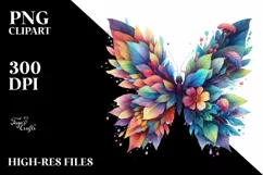 Abstract Vibrant Butterfly with Flowers PNG Product Image 3