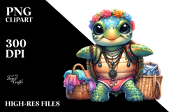 Cute Baby Turtle with Beachwear, Transparent PNG Product Image 2